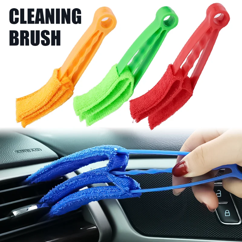 

Car Air outlet Detailing Brush tools with Microfiber cleaning cloth Air Conditioner Blinds Cleaning Brushes tools