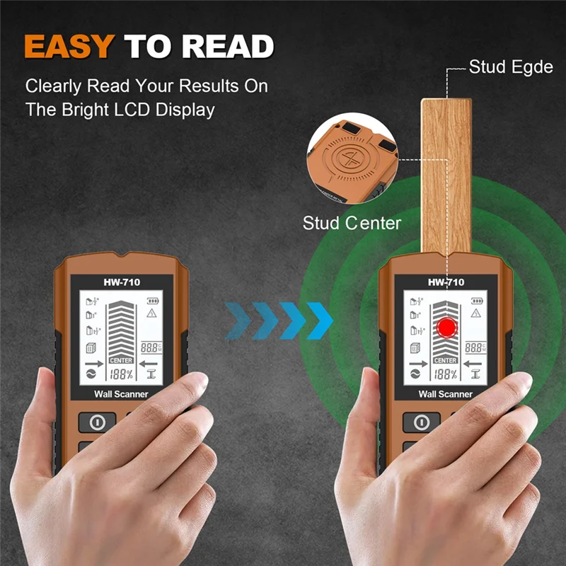 ABKN-เครื่องตรวจจับโลหะติดผนังความลึก Wall STUD Finder โลหะไม้ Studs แรงดันไฟฟ้า AC Live Wire Detect Wall Scanner ไฟฟ้ากล่อง Finder