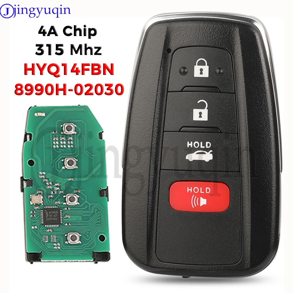 

jingyuqin FCC ID:HYQ14FBN 8990H-02030 4 Button Smart Car Key keyless For Toyota Corolla 2019 2020 2021 2022 4A Chip 312/314Mhz