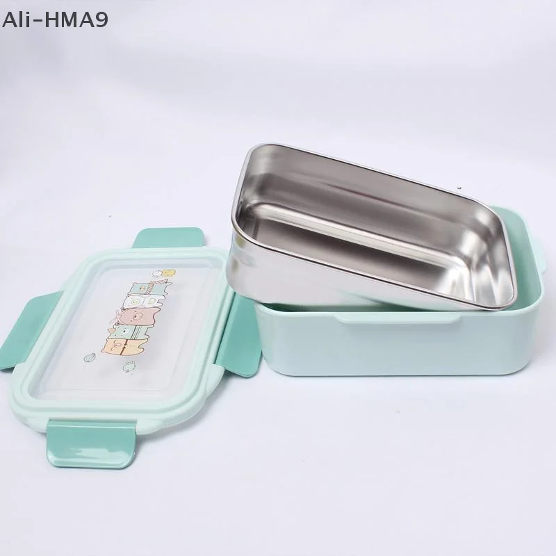 

1Pc Stainless Steel Large Capacity Bento Lunch Box With Detachable Lid Student Sealed Lunch Divided Container