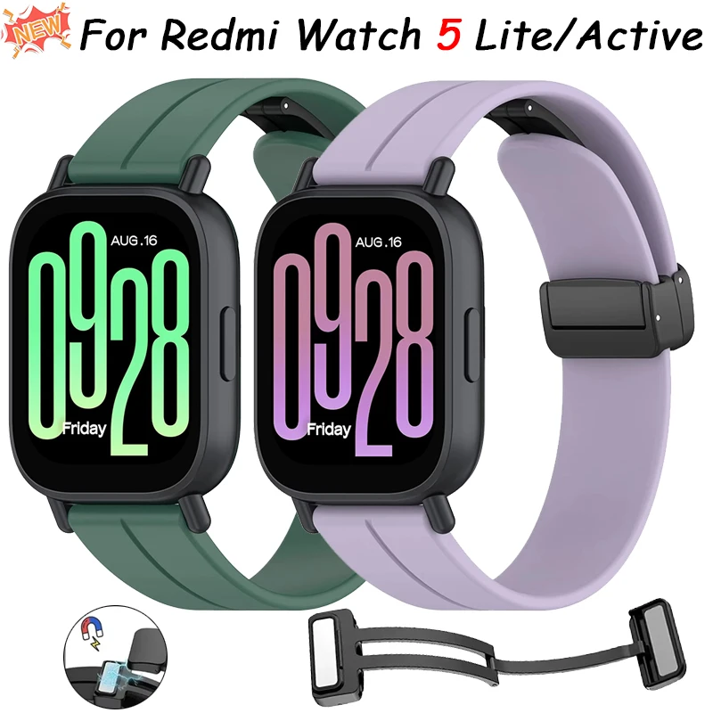 

22mm 20mm Silicone Band for Redmi Watch 5 Active Magnetic clasp Bracelet for Redmi Watch 5 Lite Adjustable Watchband Accessories