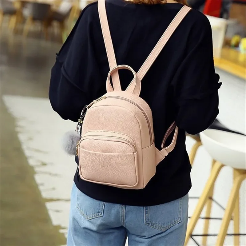 New PU Leather Female Soft Women Mini Backpack School Bag Cute Student Outdoor Travel Backpack Mochila Mujer Sac A Dos