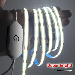 LED COB Strip Light Touch Dimmer Switch Flexible Diode Tape 5V USB Indoor Lamp Linear Lighting Room DIY TV Backlight Wall Decor