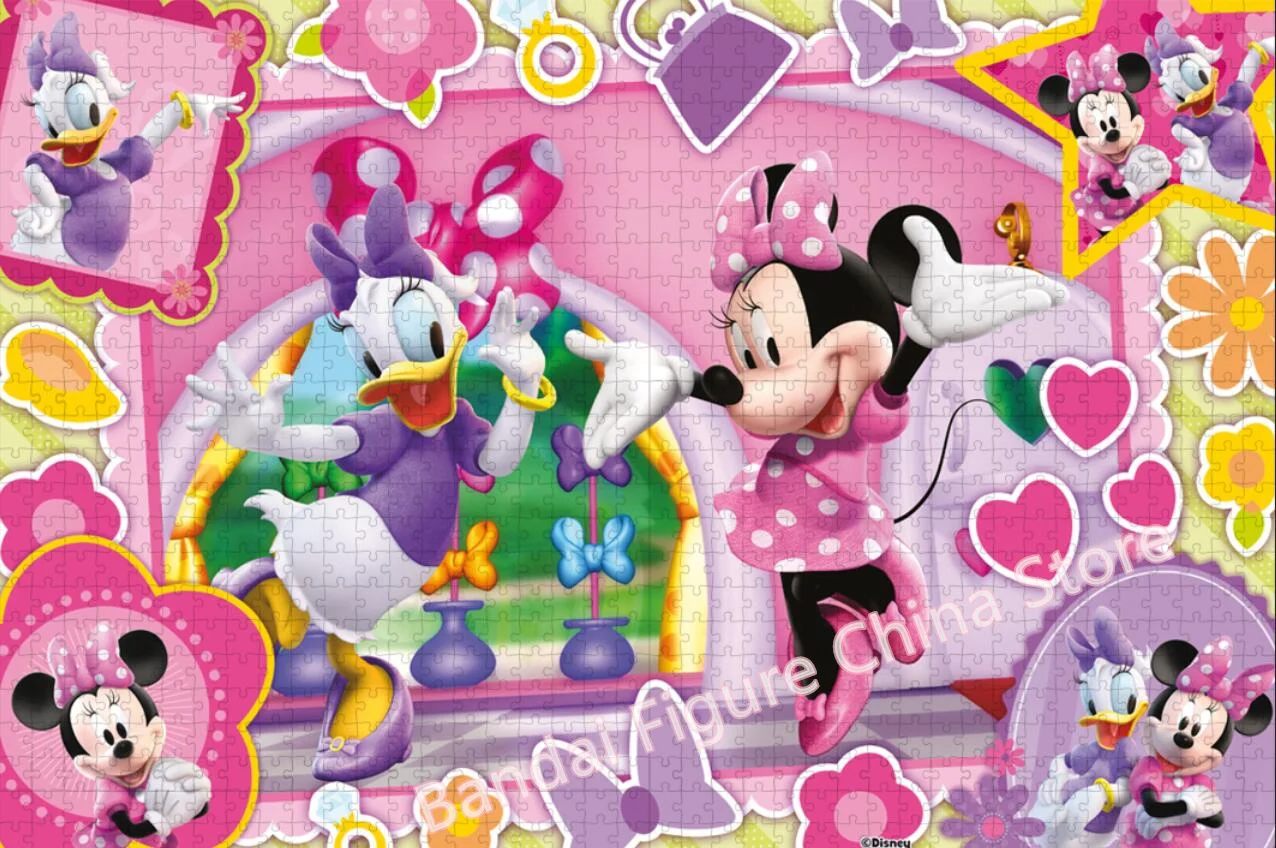 Disney Cartoon Puzzle Decompression Interactive Toys 300/500/1000 Pieces Daisy Duck and Minnie Mouse Print Jigsaw Puzzles