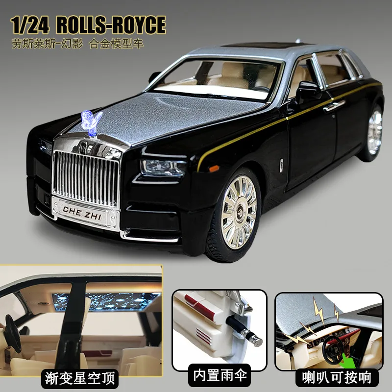 1:24 Rolls Royce Phantom Alloy Car Diecasts & Toy Vehicles Car Model Sound and light Pull back Car Toys For Kids Gifts A248