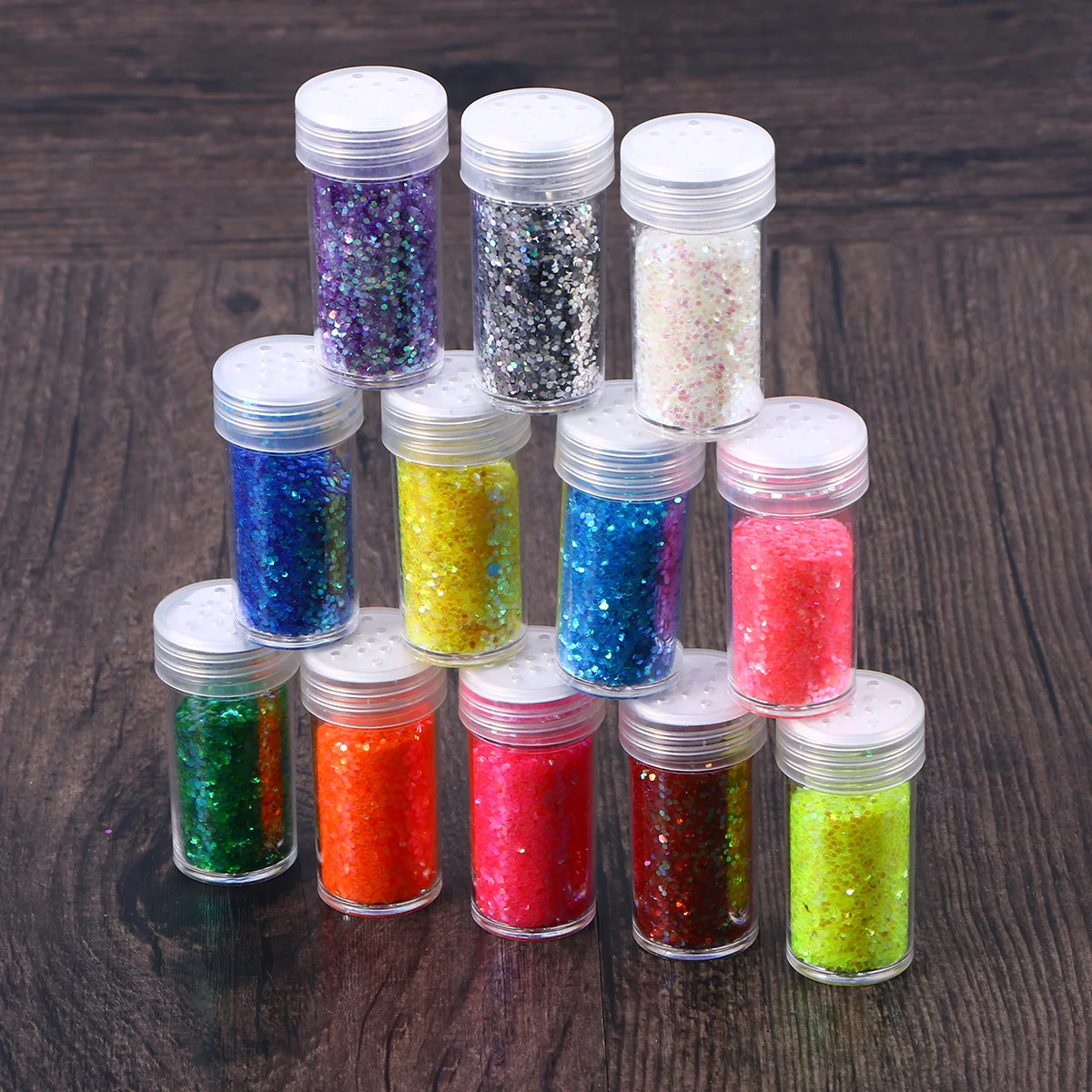 Juego de 12 Uds. De 12 colores para decoración de uñas, maquillaje de ojos, manualidades Diy, botella fluorescente, polvo de brillo para uñas