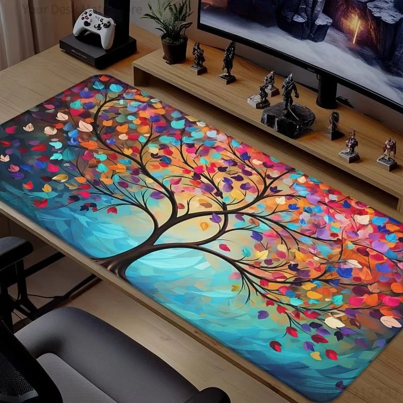 Lebendiges Fantasy-Baum-Gemälde, großes Mauspad, wasserdichte, rutschfeste Gaming-Matte
