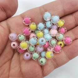 Transparent Two-layer Acrylic Solid Colour Loose Beads Craft DIY Jewelry Making Round Spacer Bead for Necklace Bracelet