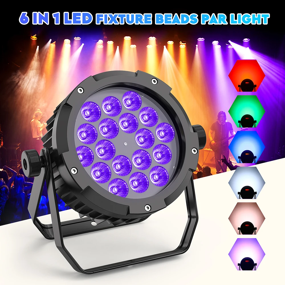 18x18w IP65 Led Par Light RGBWA UV 6in1 Luce da palco muta impermeabile per esterni adatta per illuminazione paesaggistica per prestazioni all'aperto