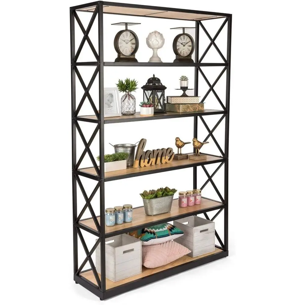 

Rustic Natural Wood and Steel Shelving - XSH6NAT