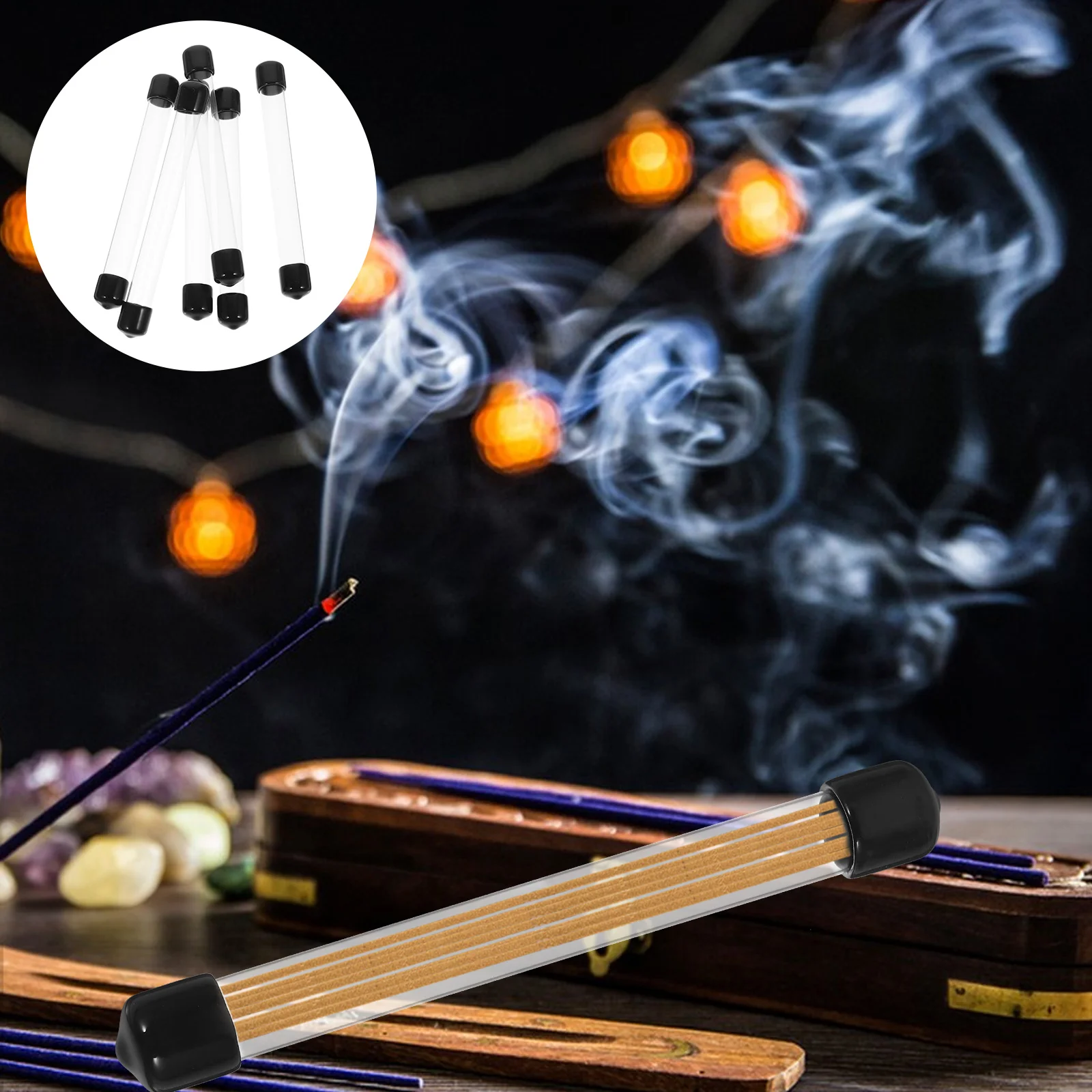 6 Pcs Agarwood Tube Transparent Storage Plastic Round Candy Clear Acrylic Portable