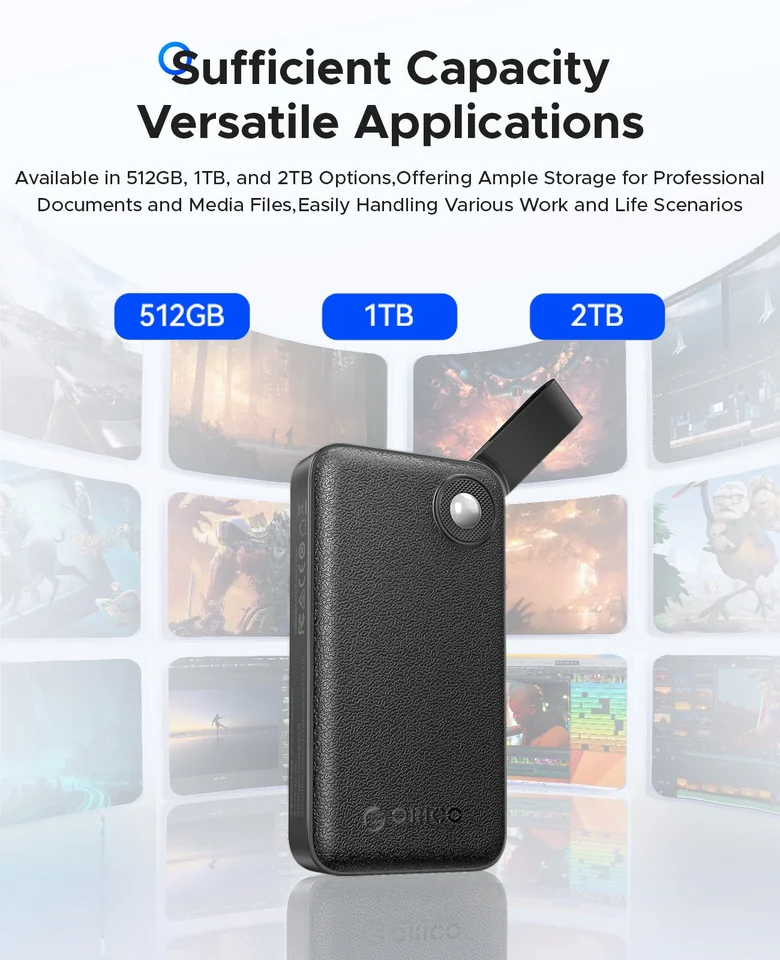 ORICO 2TB Portable SSD Up to 2000MB/s USB 3.2 Gen 2x2 Ultra-Mini