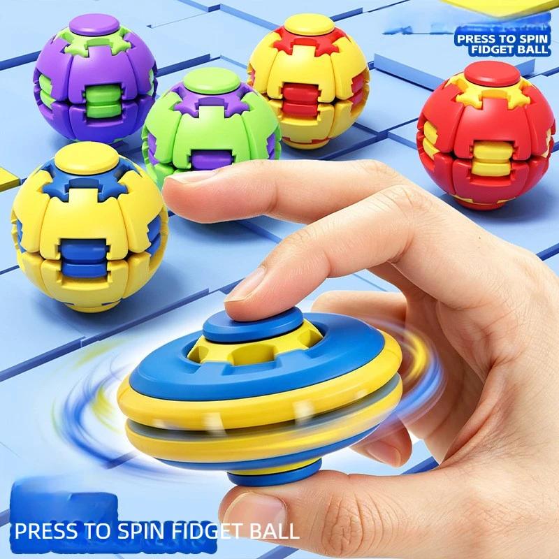 Press-to-Spin Fidget Toy One Click Deform Spinner Ball Smooth Rotating Gyroscope Stress Relief Sensory Toy Portable Play Toy