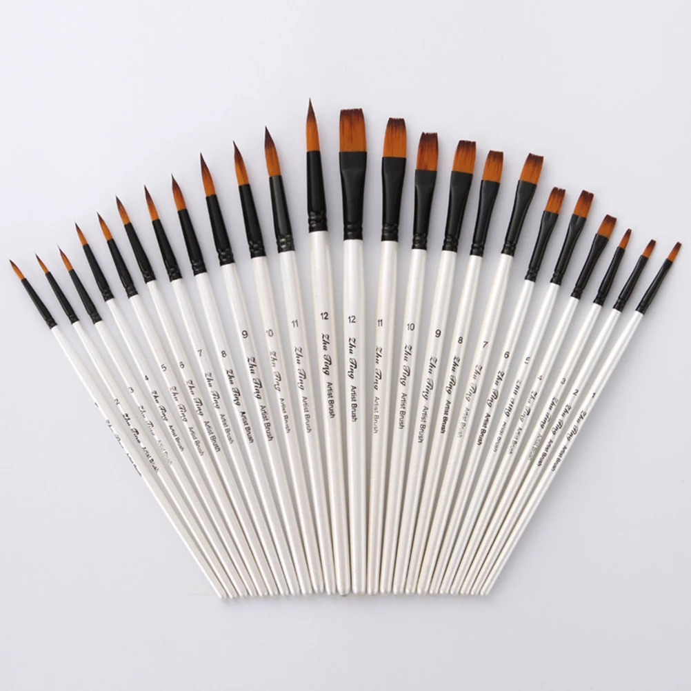 

12 Pcs Painting Brush Set Professional Handle Oil Gouache Watercolor Brushes Large Flat Supplies Travel Art Craft