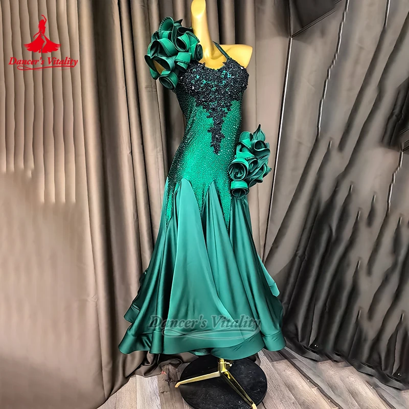 Vestidos de baile de salón con vuelo amplio y corte envolvente para caderas, de lujo y personalizados, para adultos, para tango, vals y danza moderna, ropa de actuación que realza la vitalidad del bailarín.