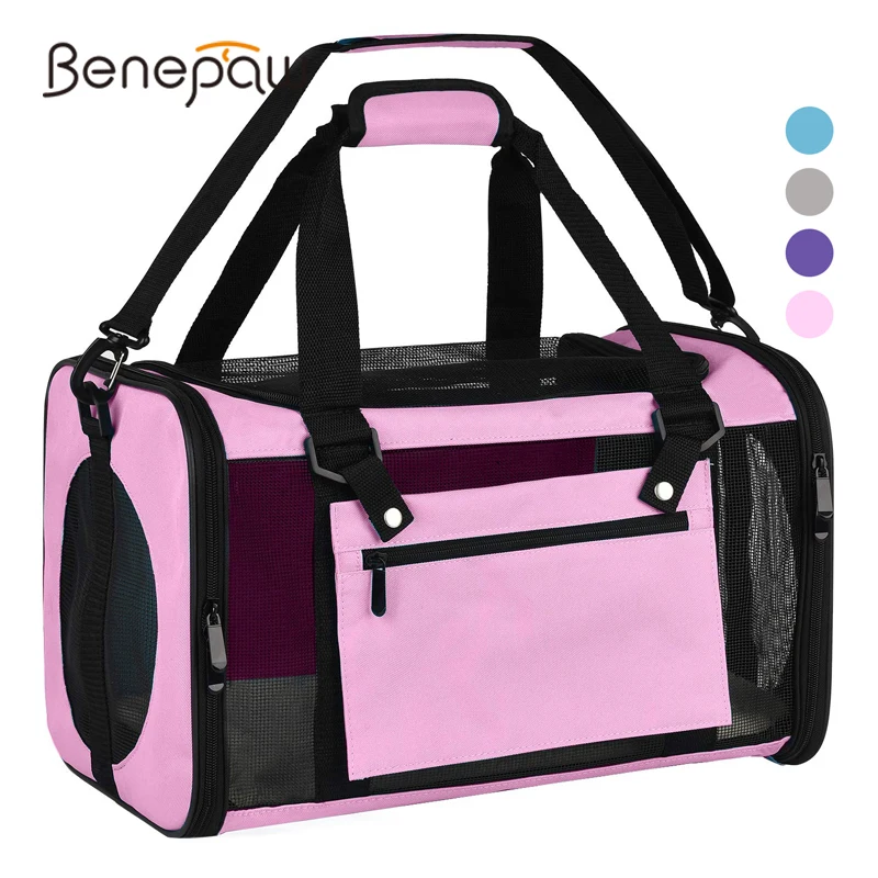 

Benepaw Durable Cat Puppy Carrie Comfortable Handle Collapsible Removable Mat Small Pet Travel Bag Pocket Transporter Breathable