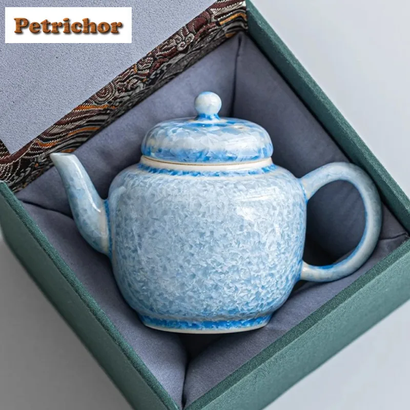 

110ml Kiln Fambe Crystal Glaze De Zhong Teapot Handmade Tea Infuser Pot Tea Making Kettle With Ball Hole Tableware Craft Gift