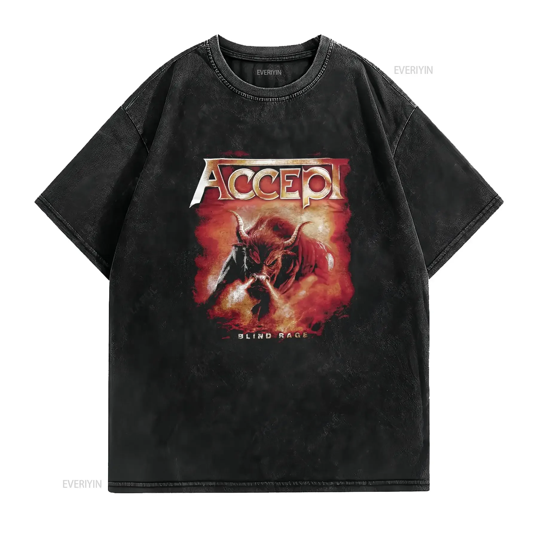 Accept Blind Rage X Large XL METAL BAND T SHIRT TEE vintage Washed Versatile designer clothes graphic fashion Soft Casual