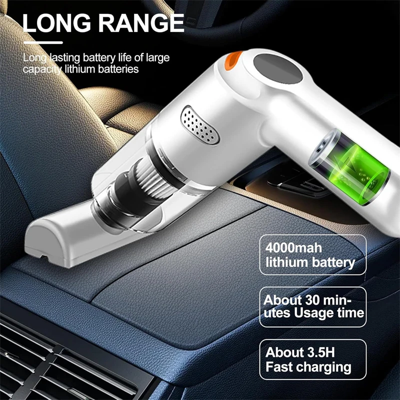 15000Pa مكنسة كهربائية صغيرة لاسلكية يده كبيرة شفط سيارة مكنسة كهربائية للمنزل سيارة مكنسة كهربائية امتصاص شعر الحيوانات الأليفة