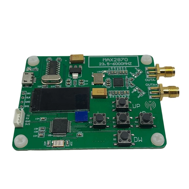 

RISE-RF Power Amplifie 23.5-6000Mhz RF Signal Source Max2870 0.96 Inch Color Oled Serial Port Control Digital Rf Module