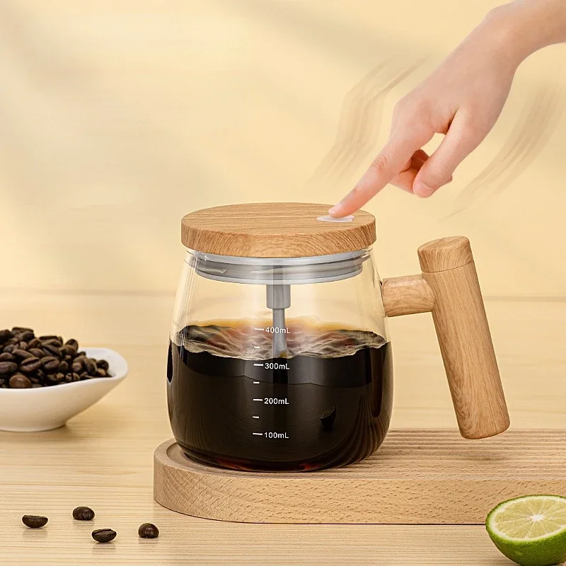 Fully Automatic Coffee Stirring Cup Portable Electric Stirring Cup Office Glass Cup Milk Cocoa Self-Stirring Coffee Mug 400ML