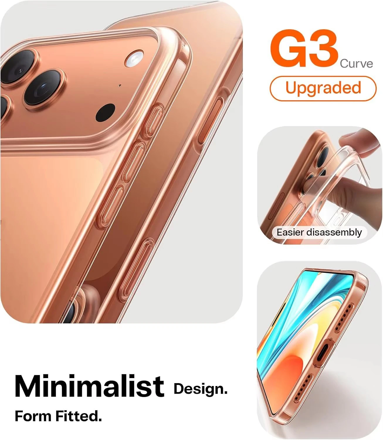 Transparente, ultradünne Schutzhülle für iPhone 16 15 14 Pro 18 Max, leicht, kratzfest, aus hartem PC. – Detail 4
