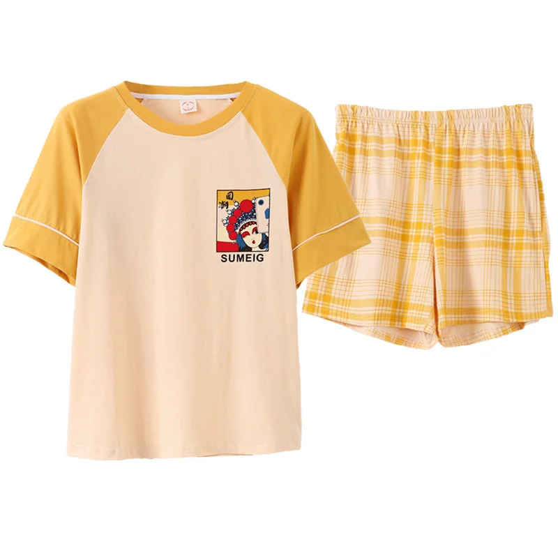 

Summer Pajamas Women's Pure Cotton Short Sleeved Shorts New Sweet Lovely Cartoon All Home Clothes Set women homewear