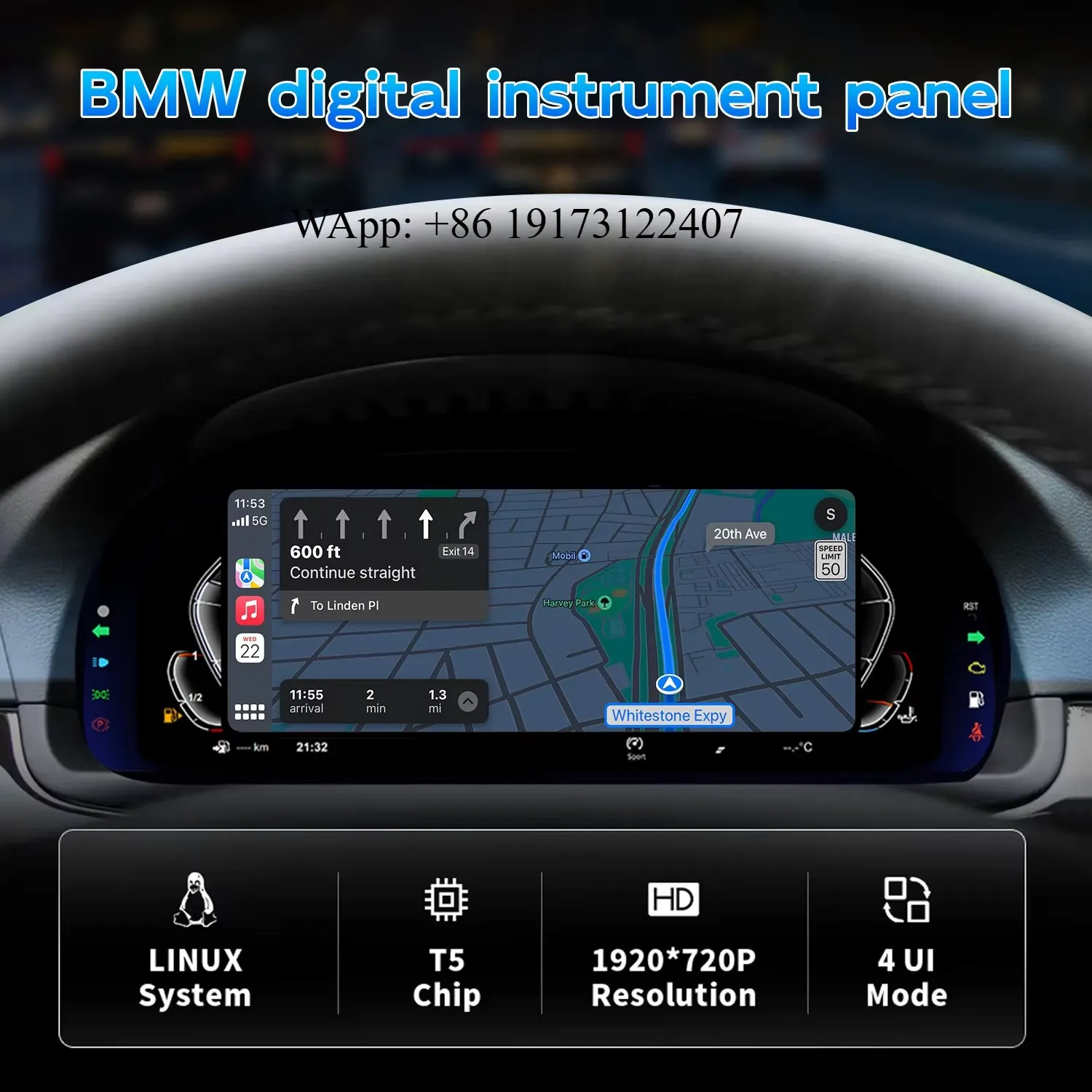 

F10 F15 F18 F25 Dashboard Displayer Digital Cluster Instrument Speedometer CarPlay Android Auto for 5 6 7 Series X3 X4 X5 X6