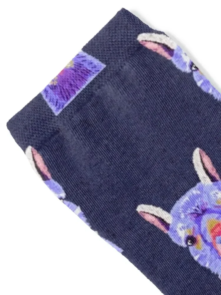 Alpaca Colourful Portrait - Purple Socks heated football Socks Women's Men's