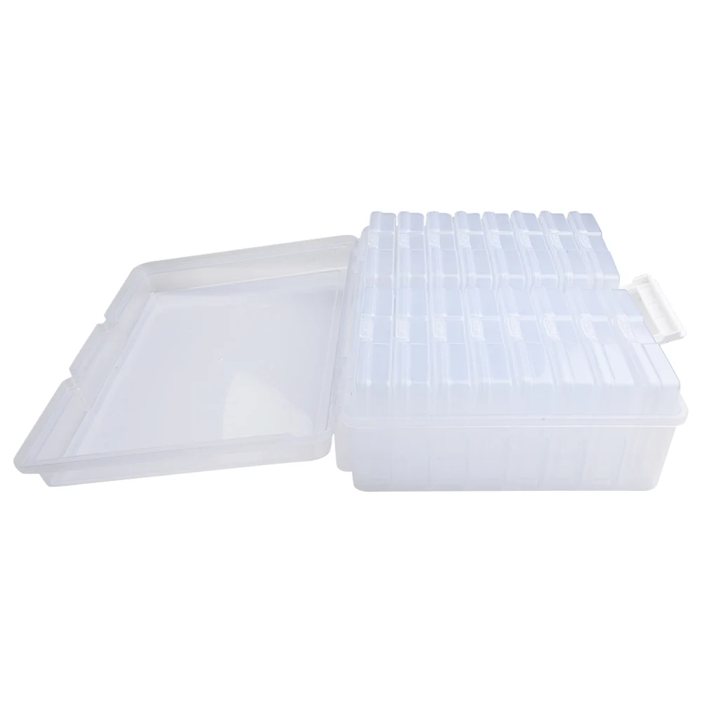 Stickers Jewelry Office Supplies Photo Storage Box 16 Boxes Cases Containers Wi Buckle Sorting Tool Transparent