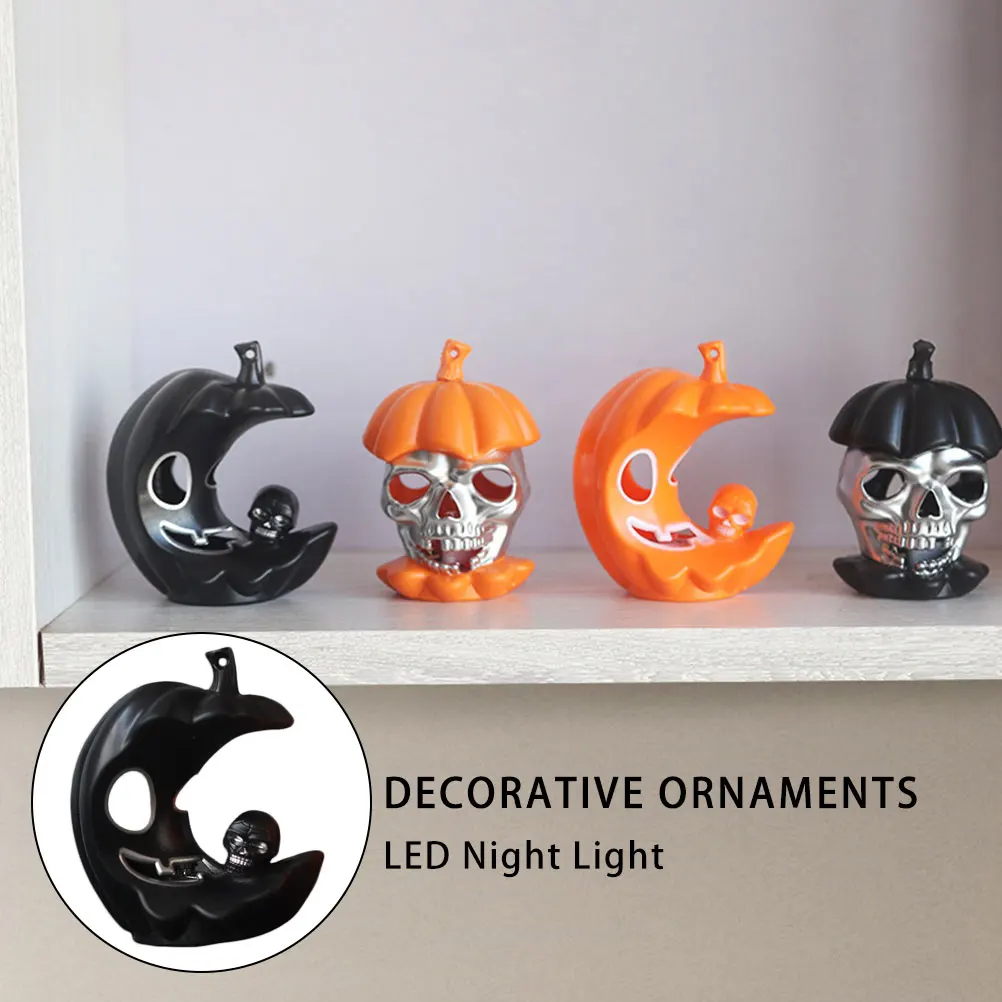 

2pcs Skull Shaped Halloween LED Lights Decorative Pumpkin Lanterns for Party Night Glow Festive DIY Home Decor