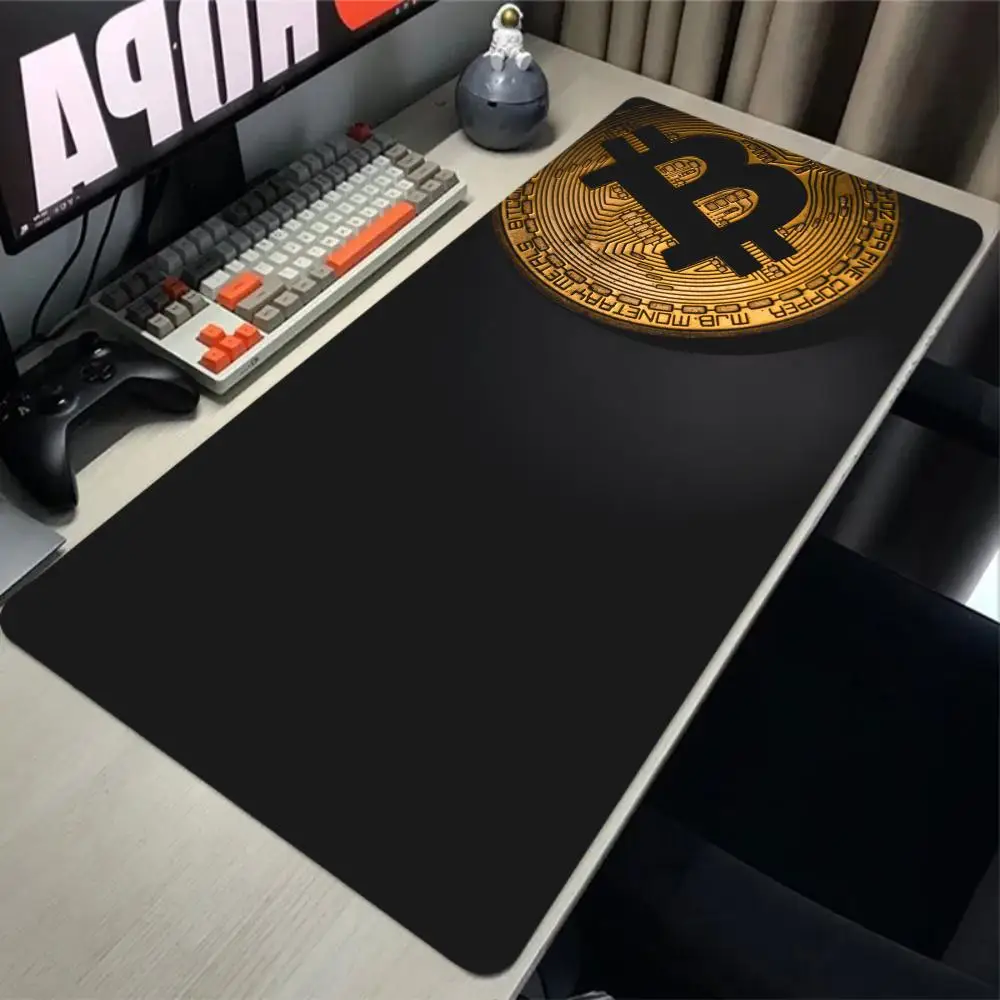 bitcoin Mouse Pad Gaming Large Mousepad Anti-slip Rubber mouse mat Computer Gamer Desk Mat Stitched Edge Black gamer Mousepad