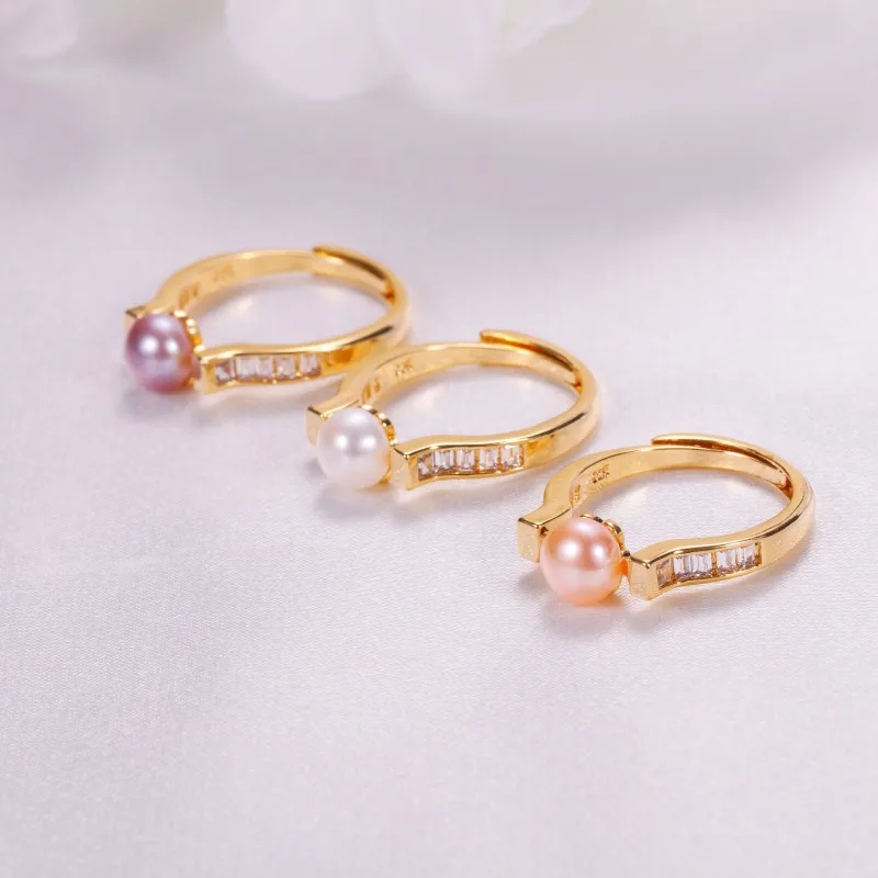 

Pearl jewelry wholesale copper plated white simple elegant open ring new freshwater pearl women