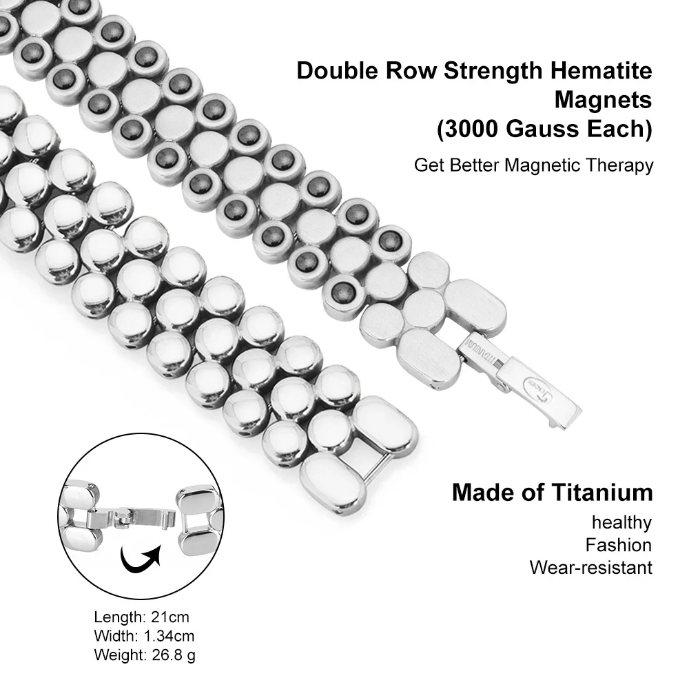 100% Pure Titanium Bracelet with Hematite for Women Gift