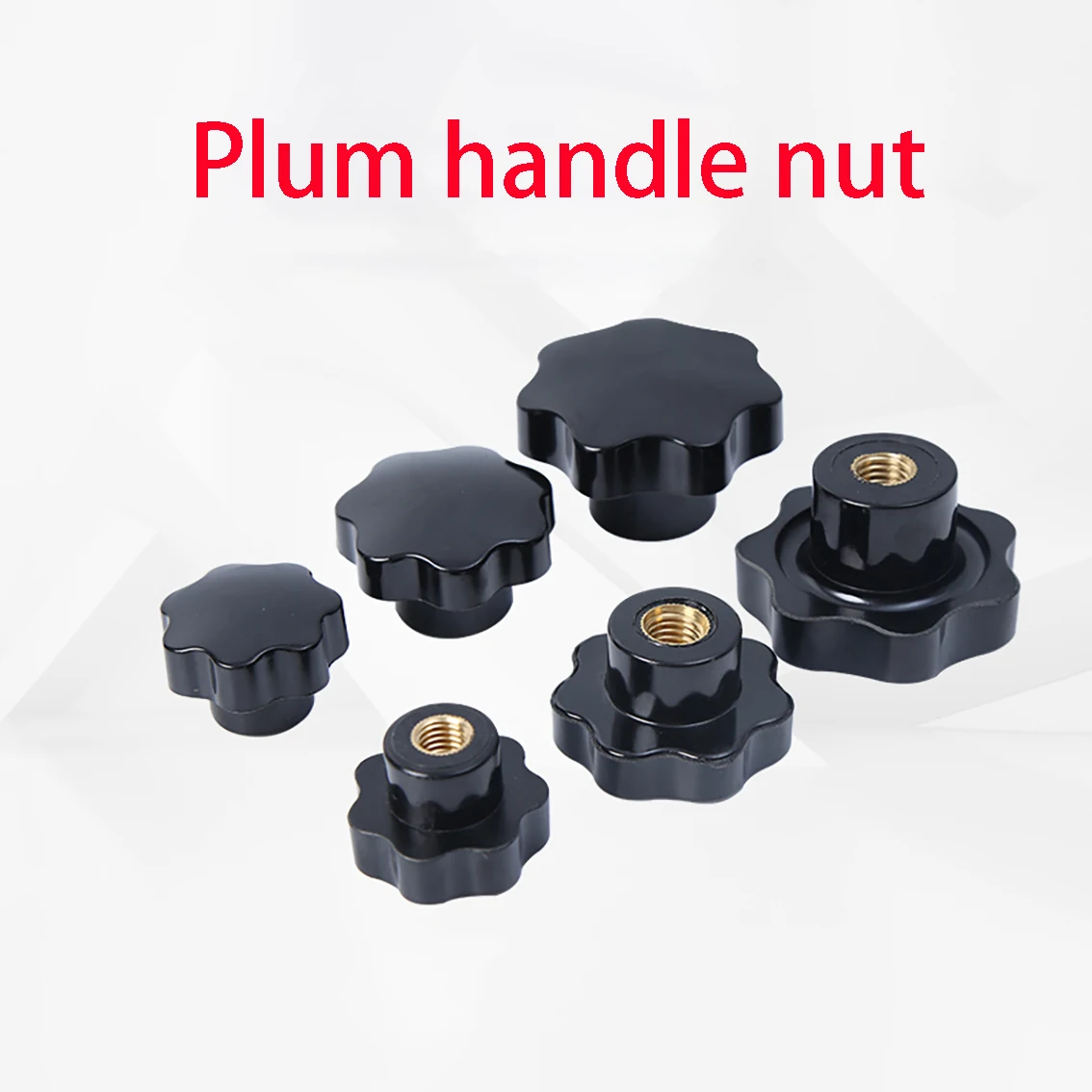 

1PCS Copper Core Non Perforated Plum Blossom Handle Nut Black Bakelite Handwheel Seven Star Nut Clamping Knob Manual Nut M4-M16