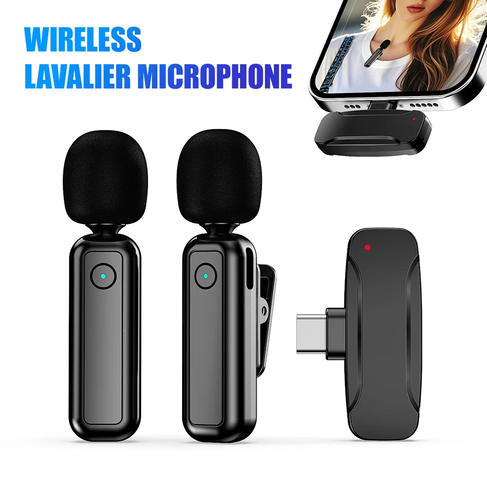 Microfone Lavalier Sem Fio COOLCOLD com Redução Inteligente de Ruído para iPhone e Android com Conexão Tipo-C e Lightning para Vlogging e Podcasts