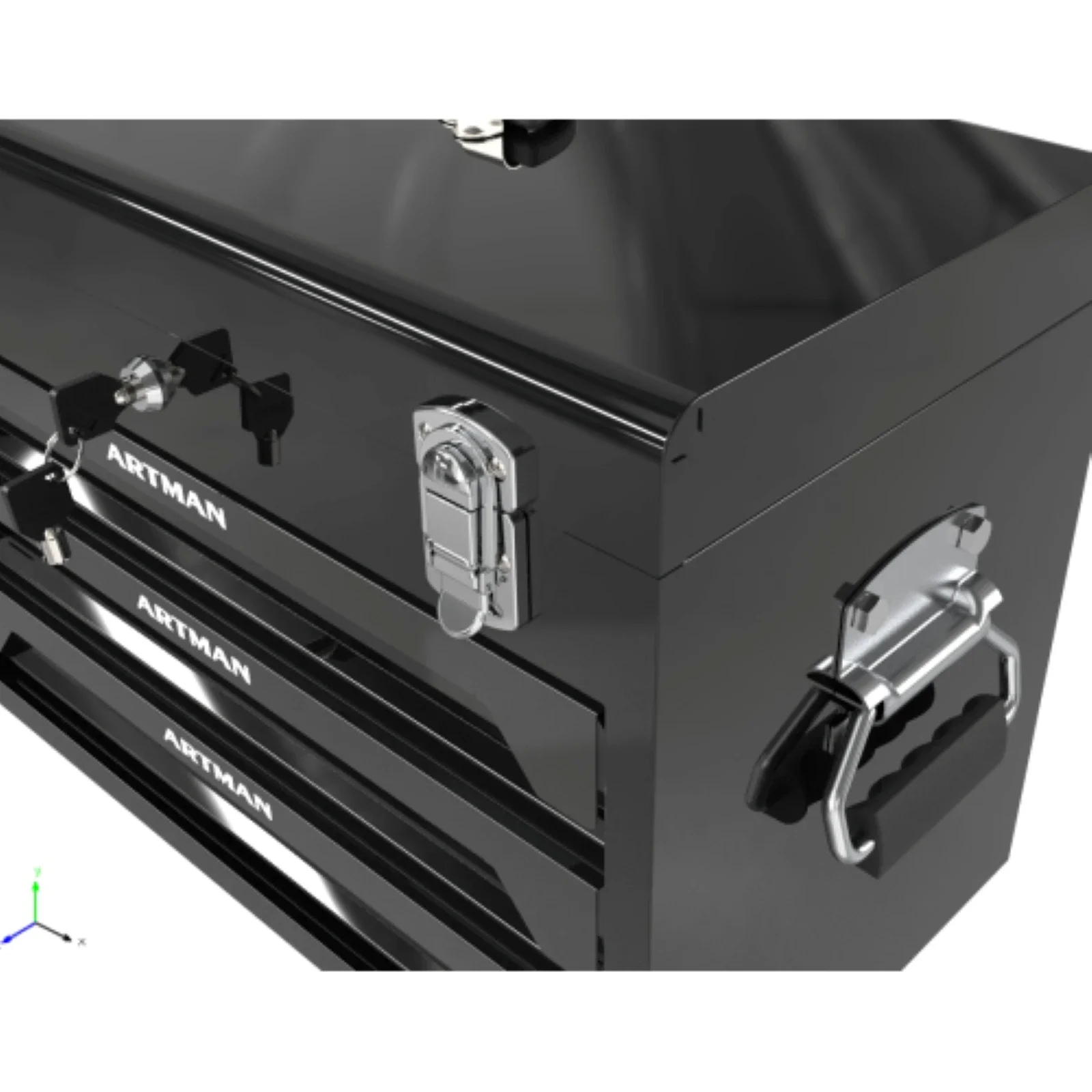 3 Drawer Metal Tool Box,Portable Metal Tool Box with EVC Liner,Heavy Duty Steel Tool Box with Ball Bearing Opening,black