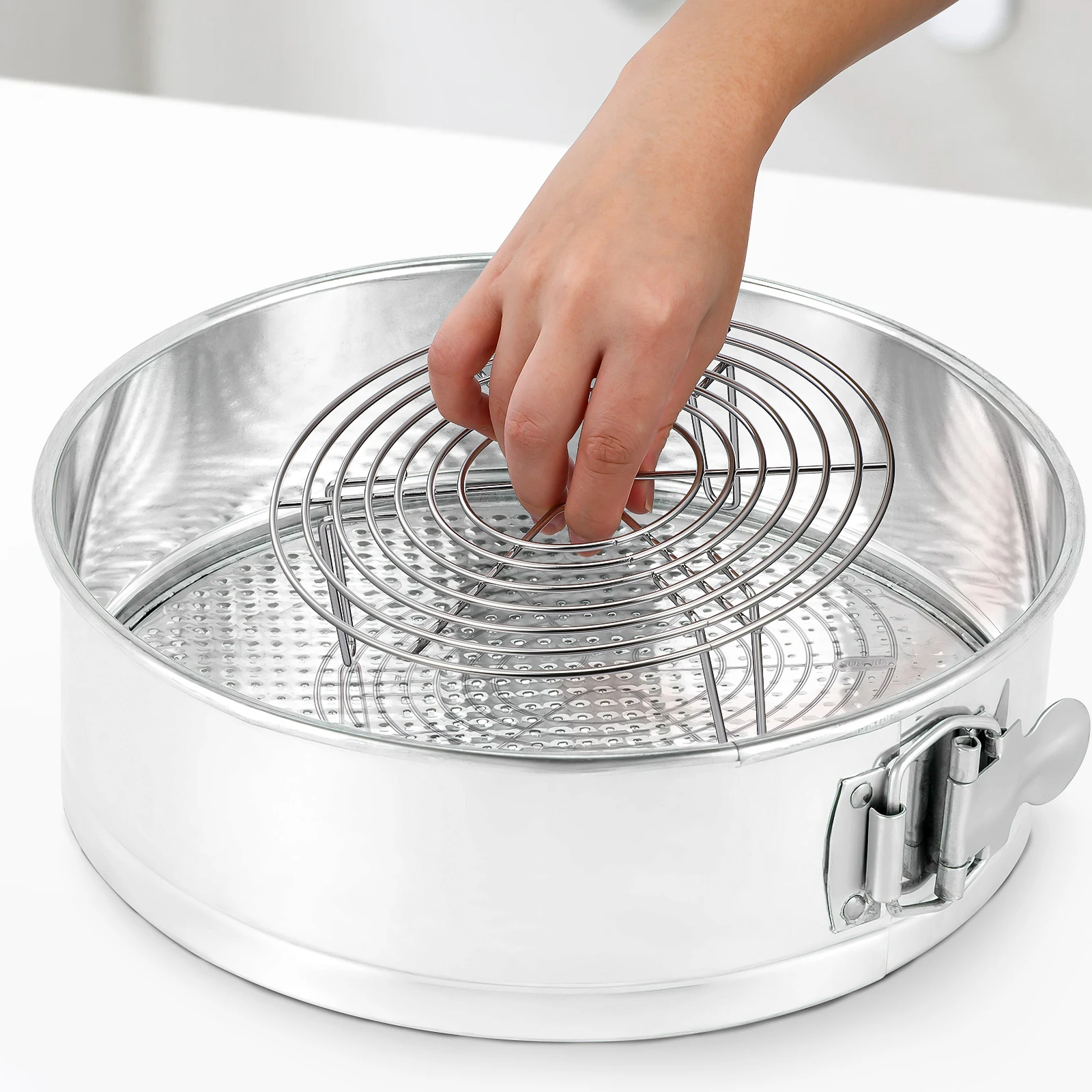 

Stainless Steel Steamer Round Cooling For Baking Air Fryer Oven U-Shaped High Leg Kitchen Wire Rack Cooking Steaming Pan