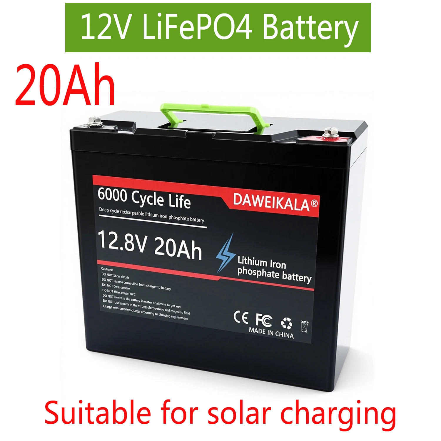 

For Solar Wind Power Ride-on Toy camping equipment 12V 20Ah LiFePO4 DeepCycle Rechargeable Battery With 20A BMS