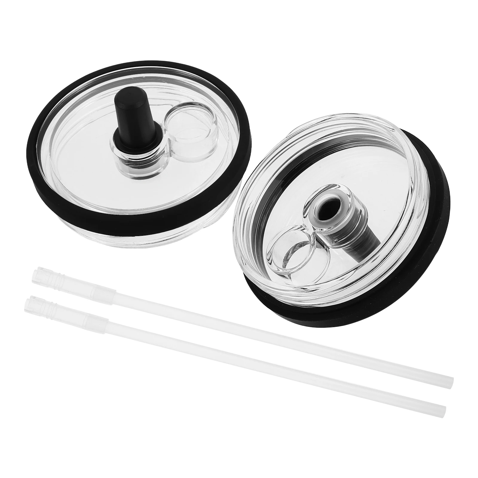 

2pcs Straw Cup Lid Transparent 40oz Leakage Prevention Sealed Reusable Coffee Lids Plastic Tumbler Covers Splash Resistant