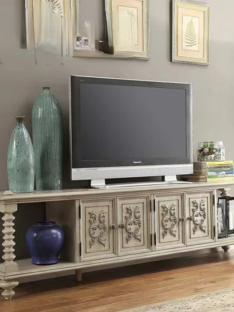 

Комбинация тумбы под телевизор и журнального столика в европейском стиле, роскошная винтажная белая резная мебель для гостиной во французском стиле