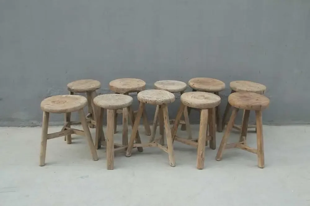 Chinese Classic Rustic Wholesale Natural Kitchen Counter Chair Antique Recycled Wooden Bar Stool