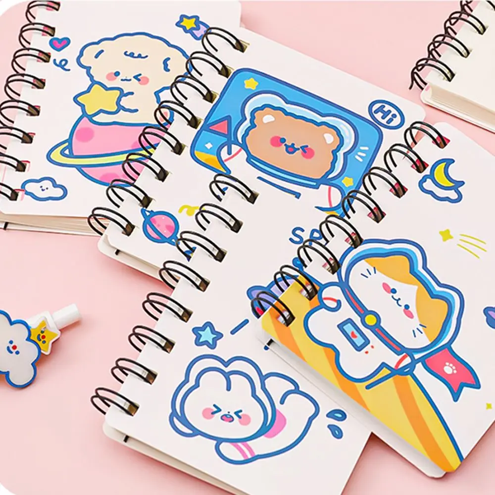 Kawaii A7 Thick Notebook Cute Astronaut Portable Coil Notepad Diary Book Exercise Book School Office Supply Stationery 160 Pages