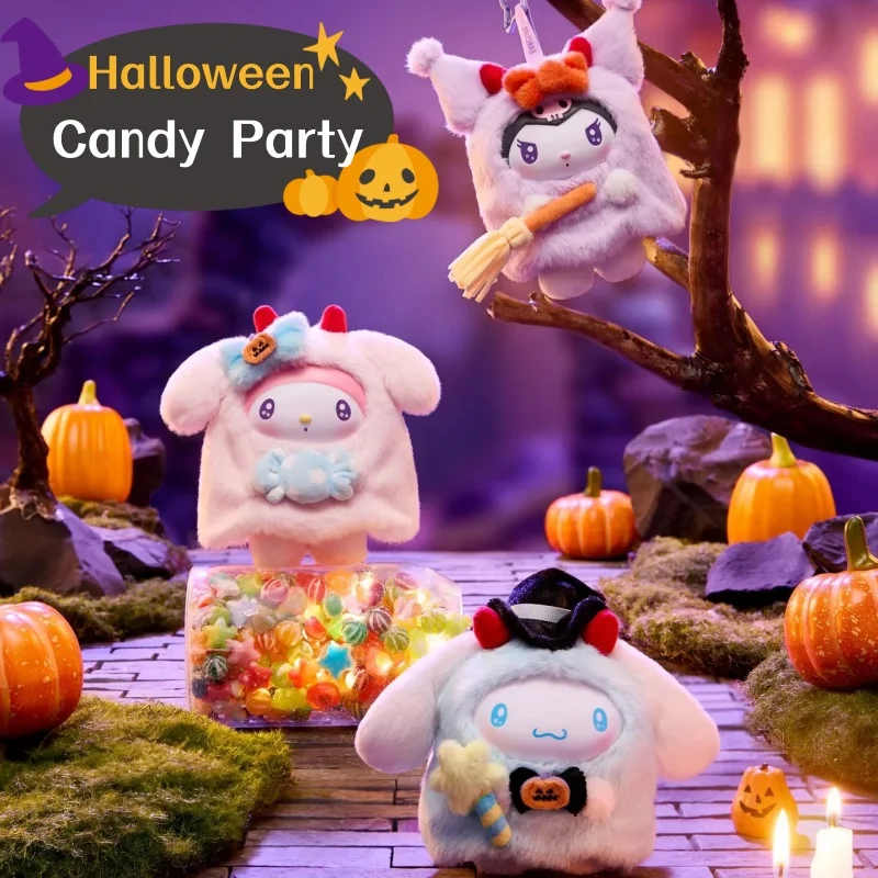 

Новый натуральный Hello Kitty на Хэллоуин, милый призрак, конфеты, карнавальная ночная серия, виниловая глухая коробка, подарок на день рождения для девочек-сюрприз на Хэллоуин