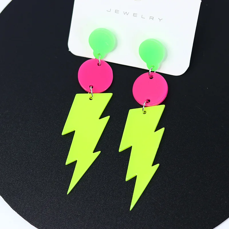 Fluorescent Lightning Earrings Personalized Colorful Night Glow Beautiful Popular Jewelry Acrylic Earrings For Women