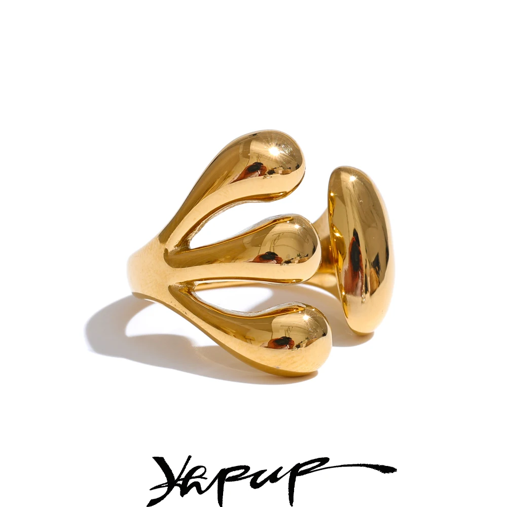 

Yhpup Fashion Adjustable Geometry Open Trendy Ring Gold & Platinum Color Plated Statement Smooth High Quality Jewelry for Women