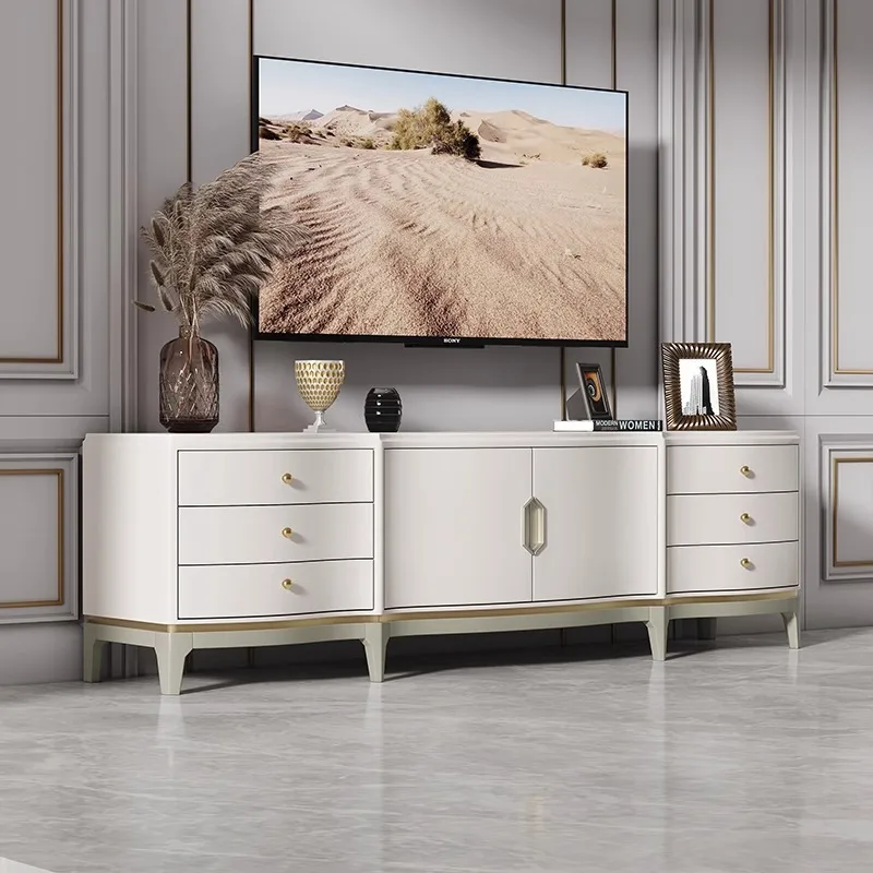 American light luxury TV cabinet solid wood floor cabinet audio-visual cabinet simple living room creative coffee