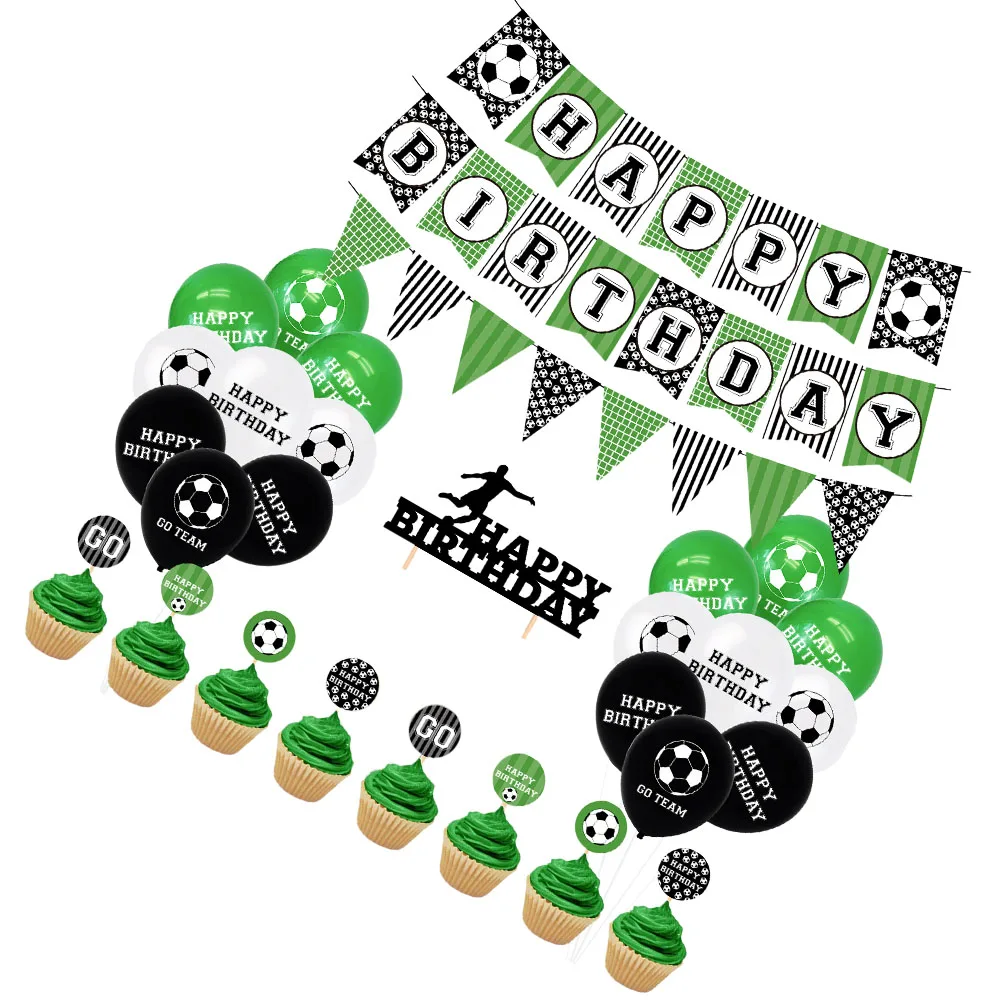 

Football Party Banners Cake Picks Decorative Latex Paper Backdrop Supplies Boy Birthday Balloons Decorations