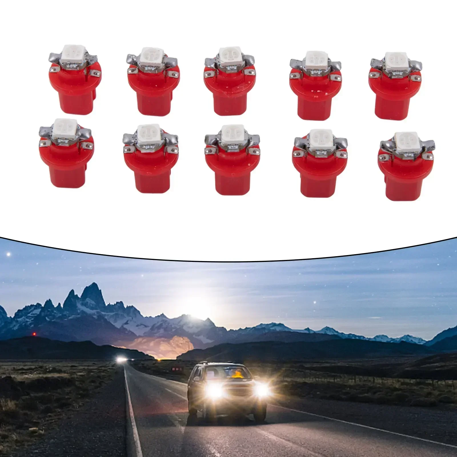 10pcs/set Car Lights 5050 Gauge LED Indicator Bulbs Dashboard Side Interior Dash Lights T5 B8.5D 1SMD Car Accessories 4 Colors