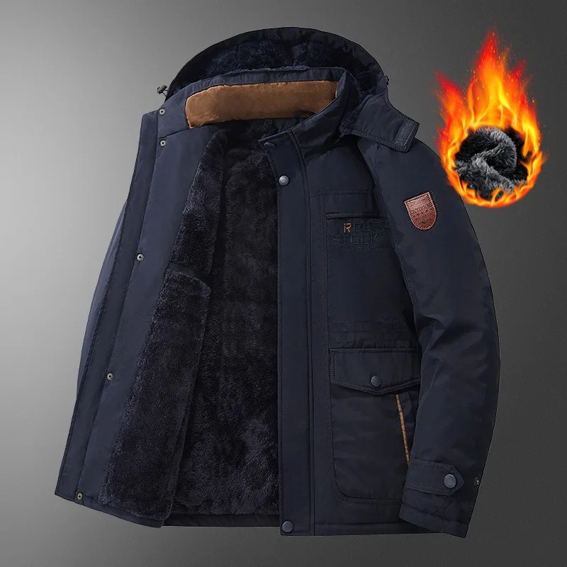 Thick Warm Windproof Winter Cotton Jacket for Men Luxurious Cotton Jacket with Added Fleece Oversized Cold Resistant Cotton Jack